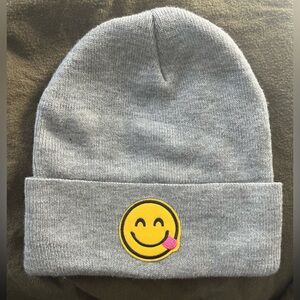 Gray Smiley Face Adult Beanie